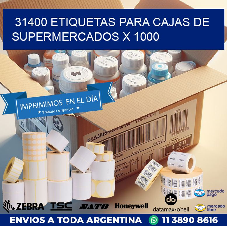 31400 ETIQUETAS PARA CAJAS DE SUPERMERCADOS X 1000