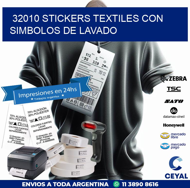 32010 STICKERS TEXTILES CON SIMBOLOS DE LAVADO