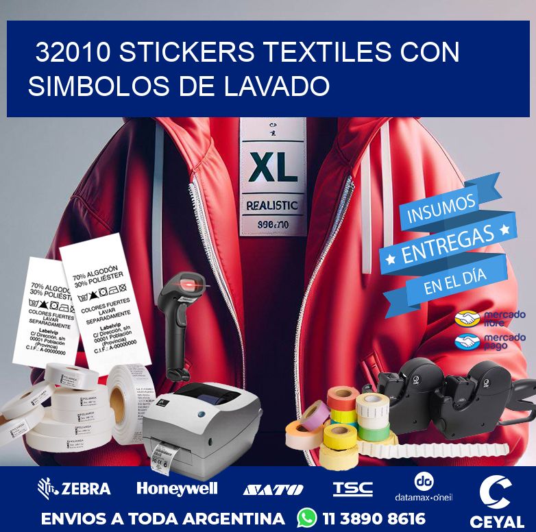 32010 STICKERS TEXTILES CON SIMBOLOS DE LAVADO