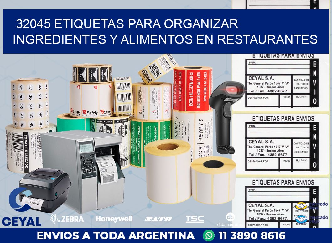 32045 ETIQUETAS PARA ORGANIZAR INGREDIENTES Y ALIMENTOS EN RESTAURANTES