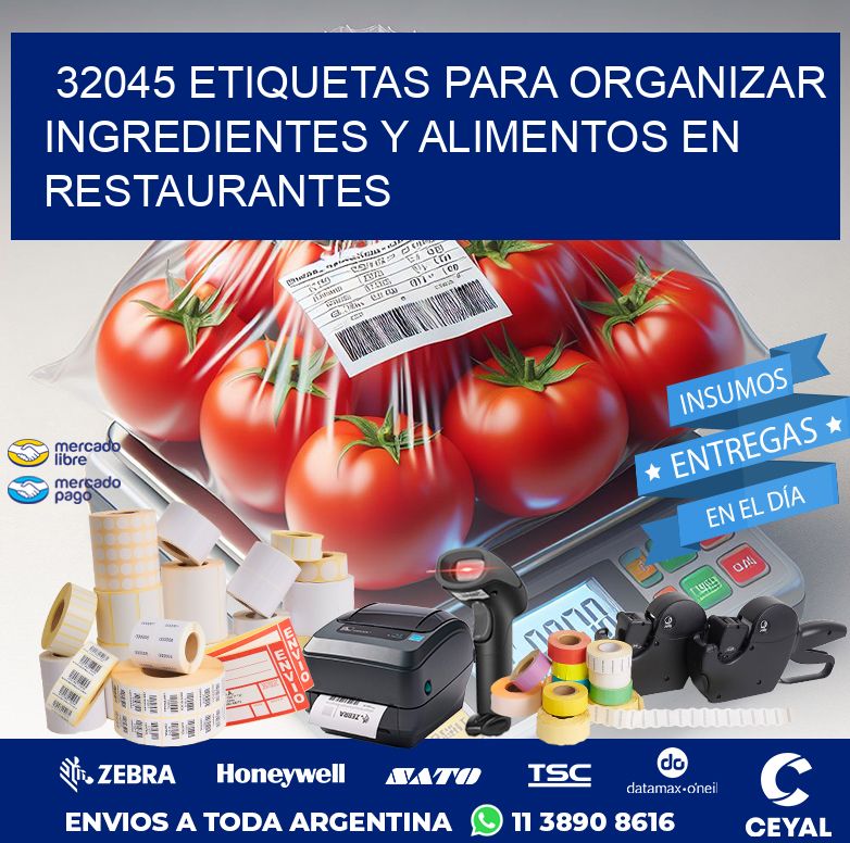 32045 ETIQUETAS PARA ORGANIZAR INGREDIENTES Y ALIMENTOS EN RESTAURANTES