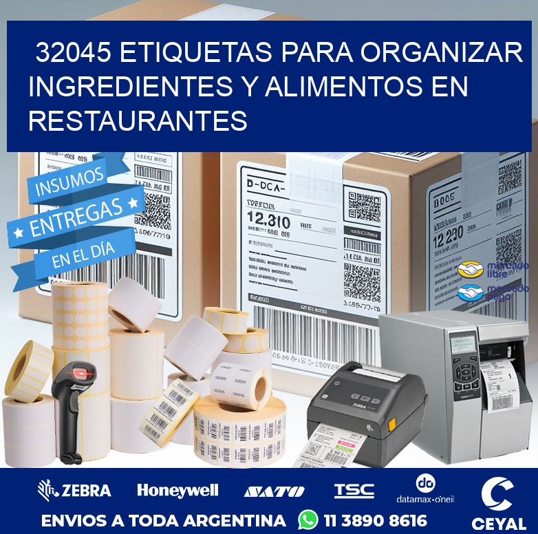 32045 ETIQUETAS PARA ORGANIZAR INGREDIENTES Y ALIMENTOS EN RESTAURANTES