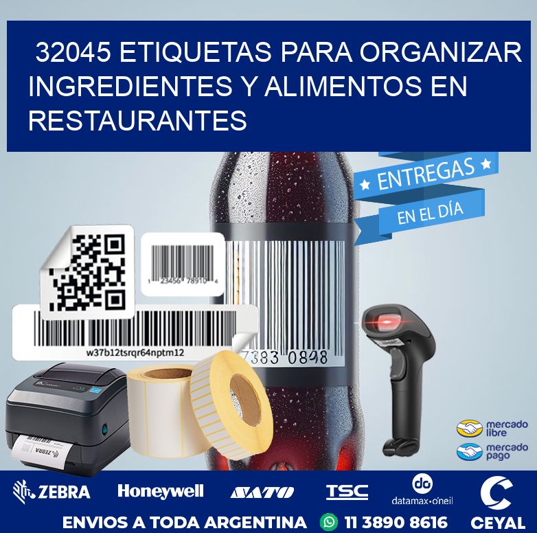 32045 ETIQUETAS PARA ORGANIZAR INGREDIENTES Y ALIMENTOS EN RESTAURANTES