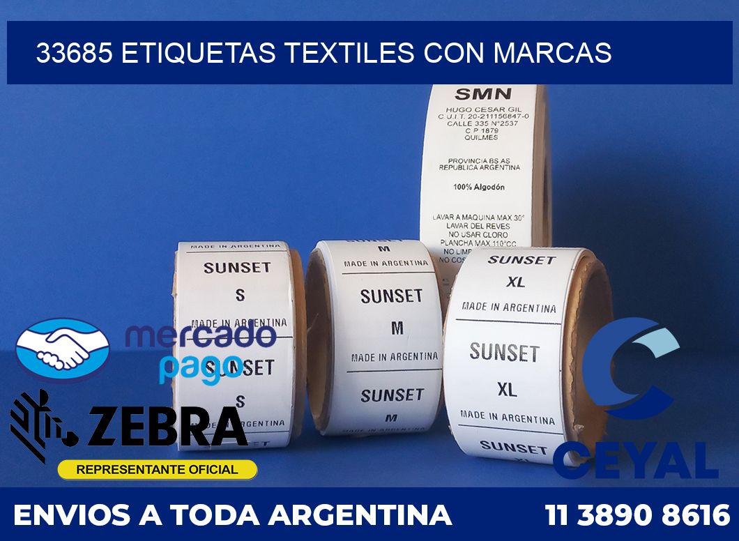 33685 ETIQUETAS TEXTILES CON MARCAS
