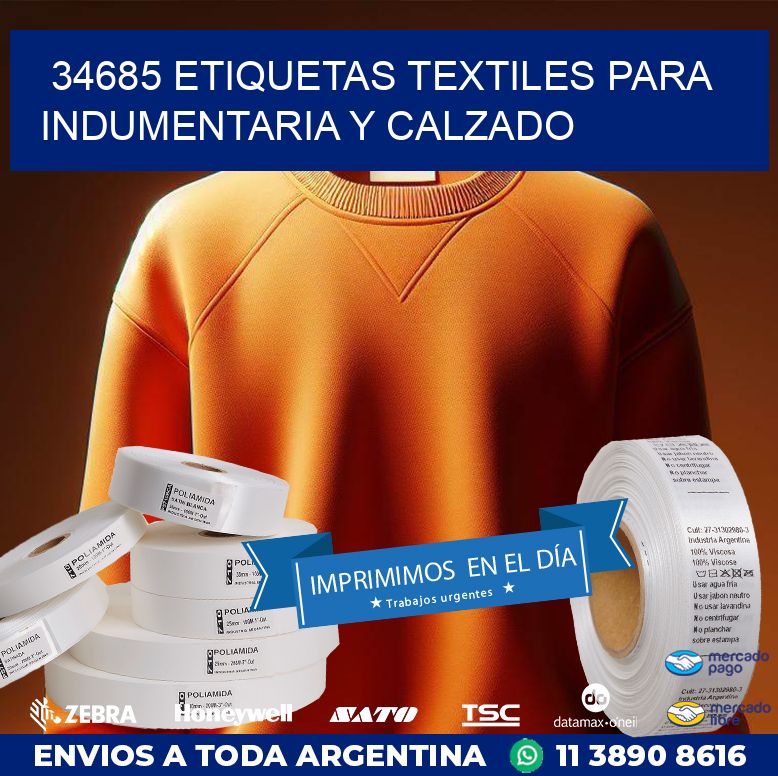 34685 ETIQUETAS TEXTILES PARA INDUMENTARIA Y CALZADO