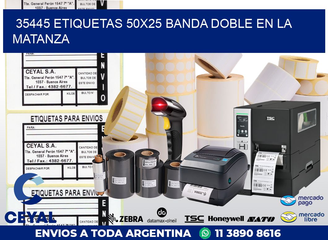 35445 ETIQUETAS 50X25 BANDA DOBLE EN LA MATANZA