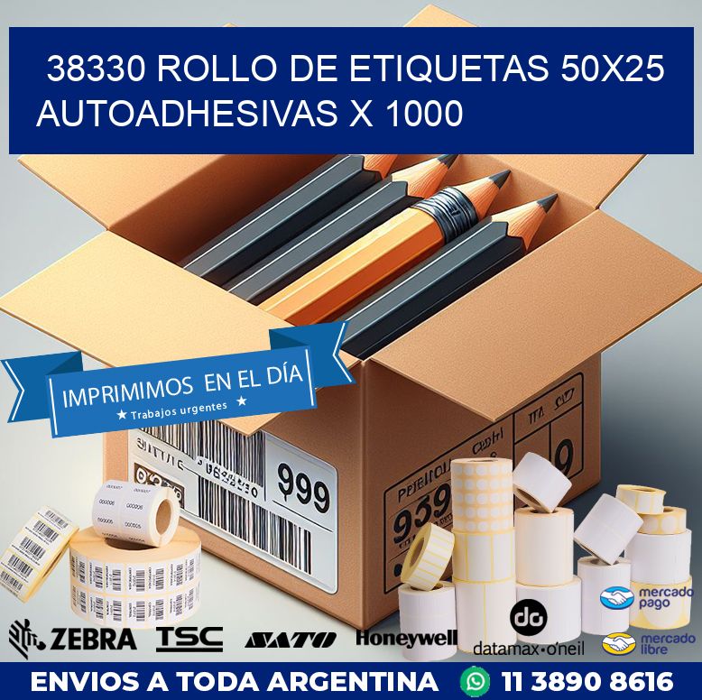 38330 ROLLO DE ETIQUETAS 50X25 AUTOADHESIVAS X 1000