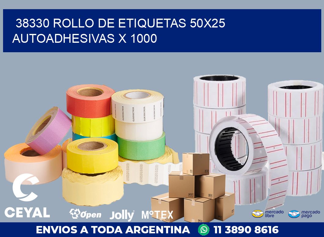 38330 ROLLO DE ETIQUETAS 50X25 AUTOADHESIVAS X 1000