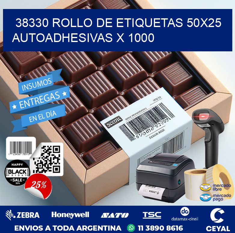 38330 ROLLO DE ETIQUETAS 50X25 AUTOADHESIVAS X 1000