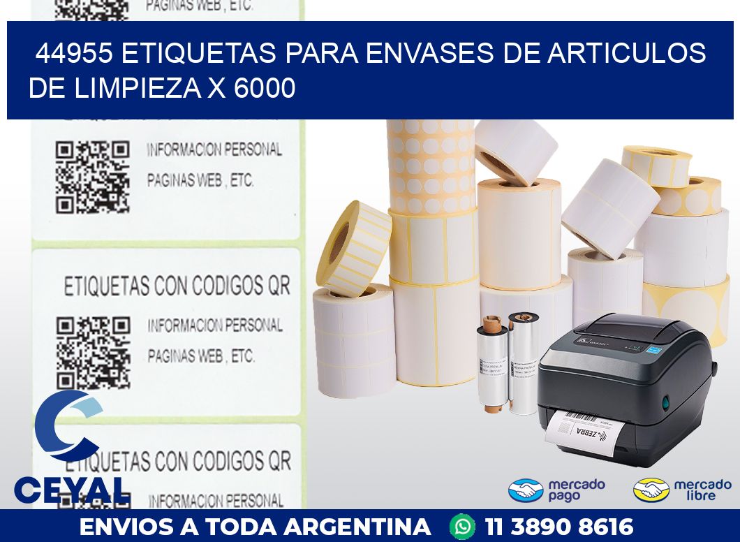 44955 ETIQUETAS PARA ENVASES DE ARTICULOS DE LIMPIEZA X 6000
