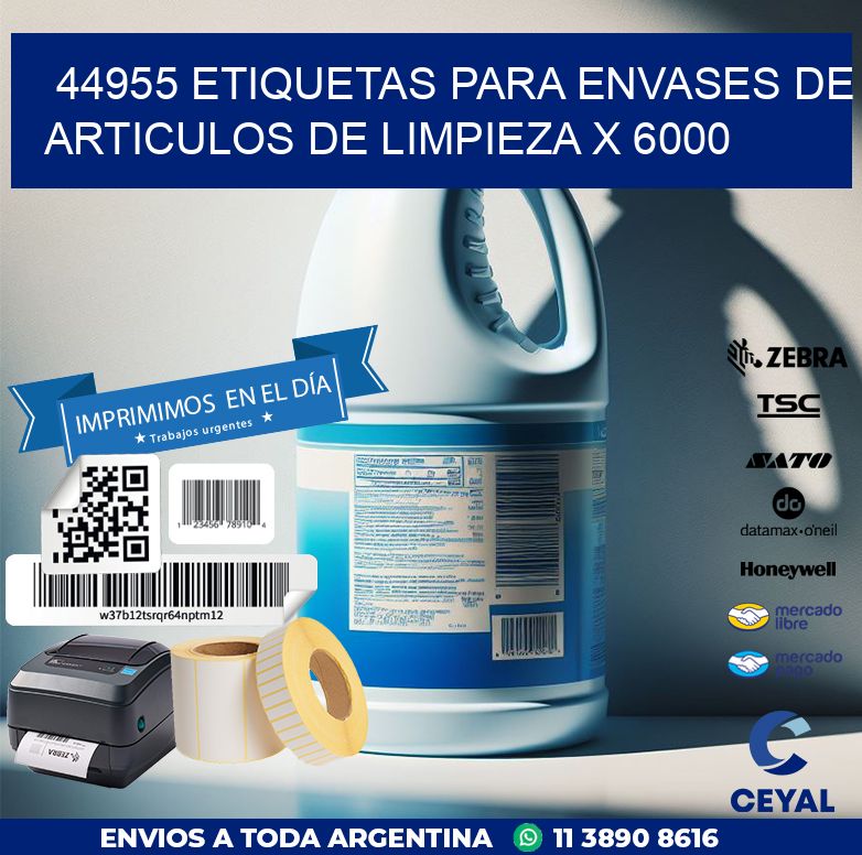 44955 ETIQUETAS PARA ENVASES DE ARTICULOS DE LIMPIEZA X 6000