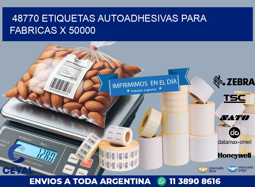 48770 ETIQUETAS AUTOADHESIVAS PARA FABRICAS X 50000