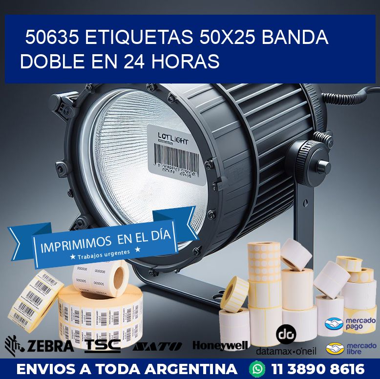 50635 ETIQUETAS 50X25 BANDA DOBLE EN 24 HORAS