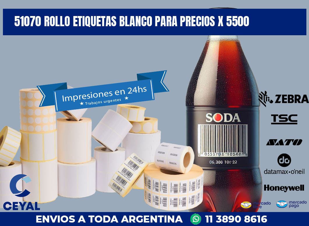 51070 ROLLO ETIQUETAS BLANCO PARA PRECIOS X 5500