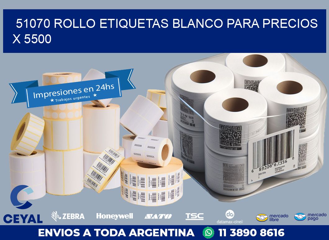 51070 ROLLO ETIQUETAS BLANCO PARA PRECIOS X 5500