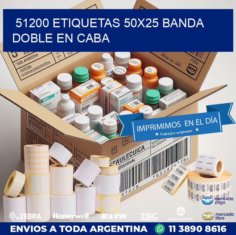 51200 ETIQUETAS 50X25 BANDA DOBLE EN CABA