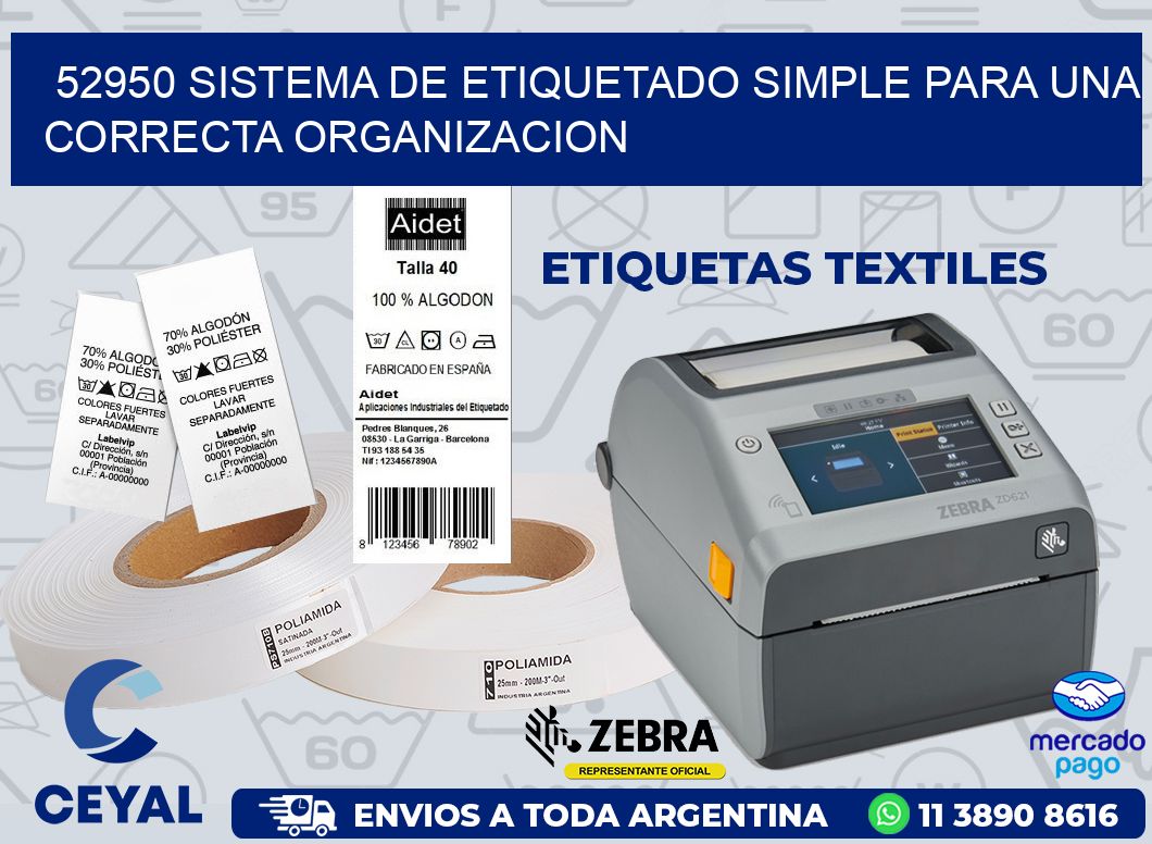 52950 SISTEMA DE ETIQUETADO SIMPLE PARA UNA CORRECTA ORGANIZACION