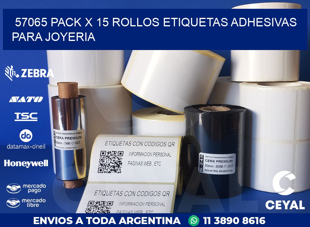 57065 PACK X 15 ROLLOS ETIQUETAS ADHESIVAS PARA JOYERIA