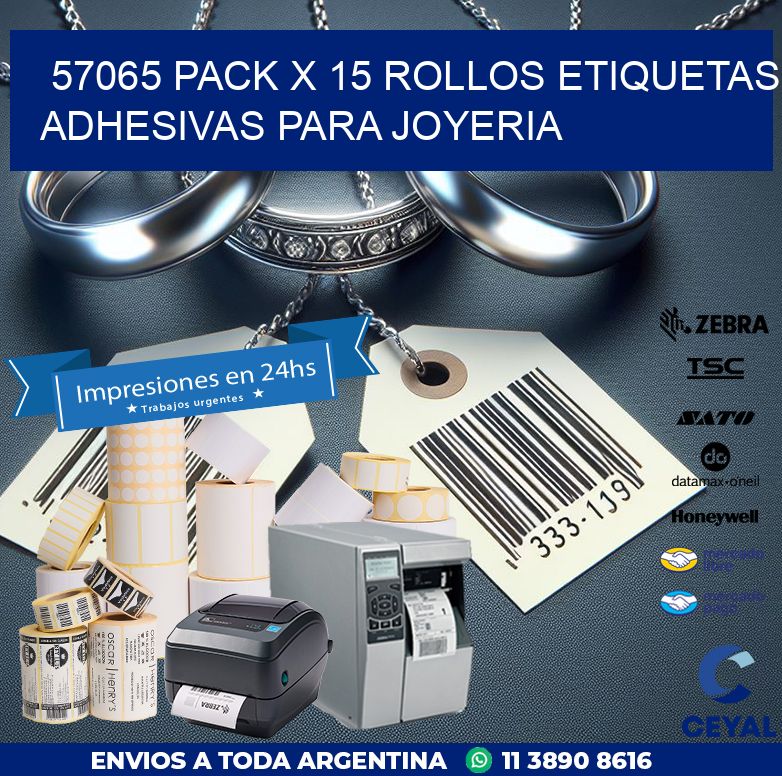 57065 PACK X 15 ROLLOS ETIQUETAS ADHESIVAS PARA JOYERIA
