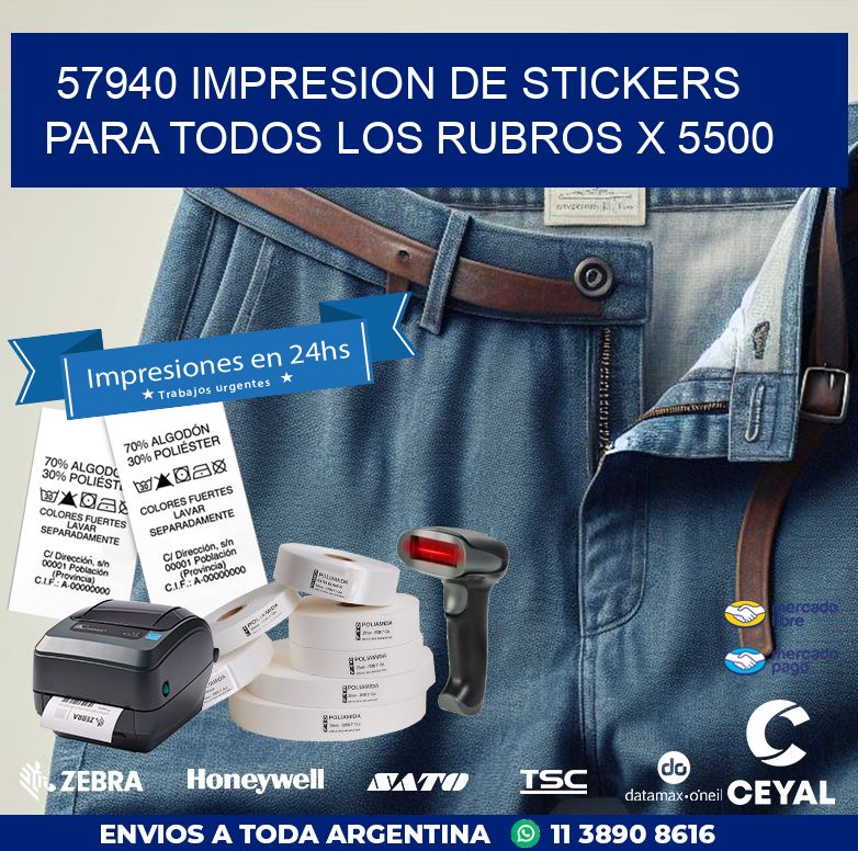 57940 IMPRESION DE STICKERS PARA TODOS LOS RUBROS X 5500