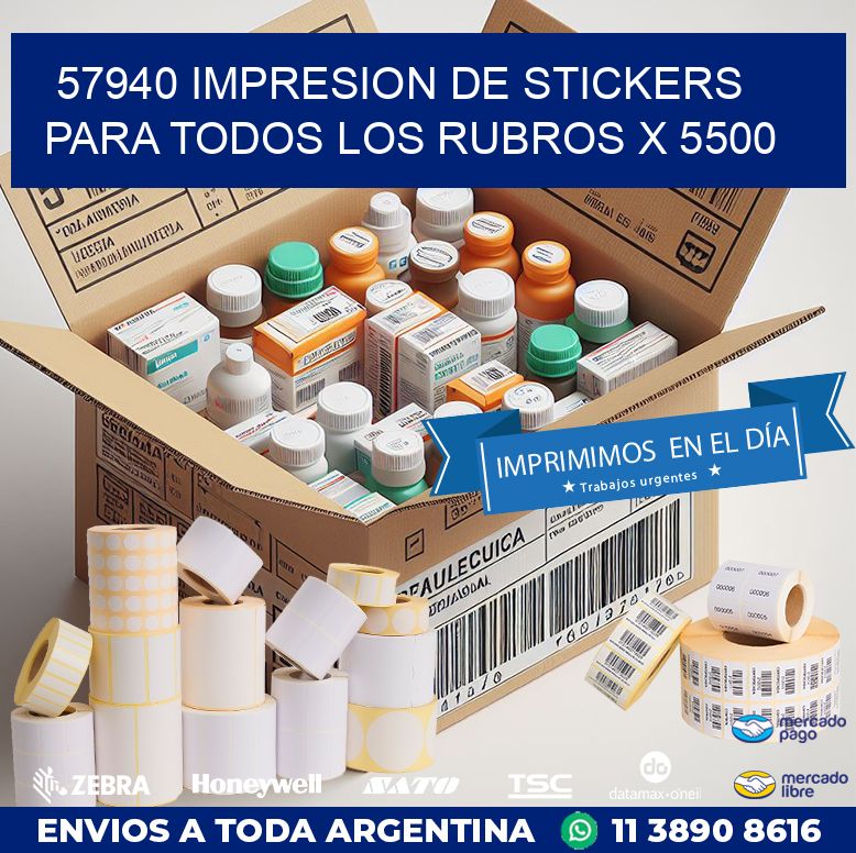 57940 IMPRESION DE STICKERS PARA TODOS LOS RUBROS X 5500