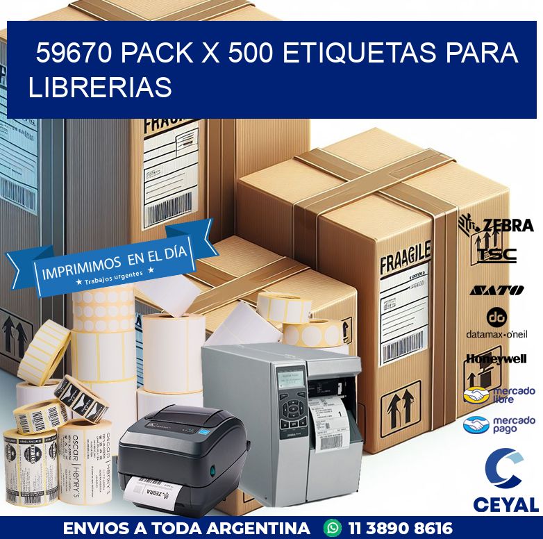 59670 PACK X 500 ETIQUETAS PARA LIBRERIAS