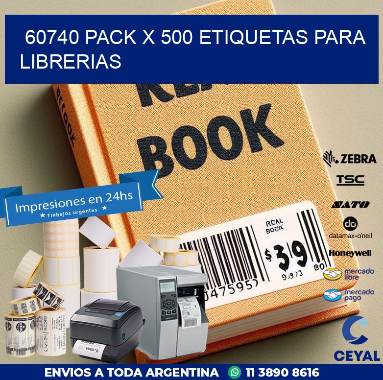 60740 PACK X 500 ETIQUETAS PARA LIBRERIAS