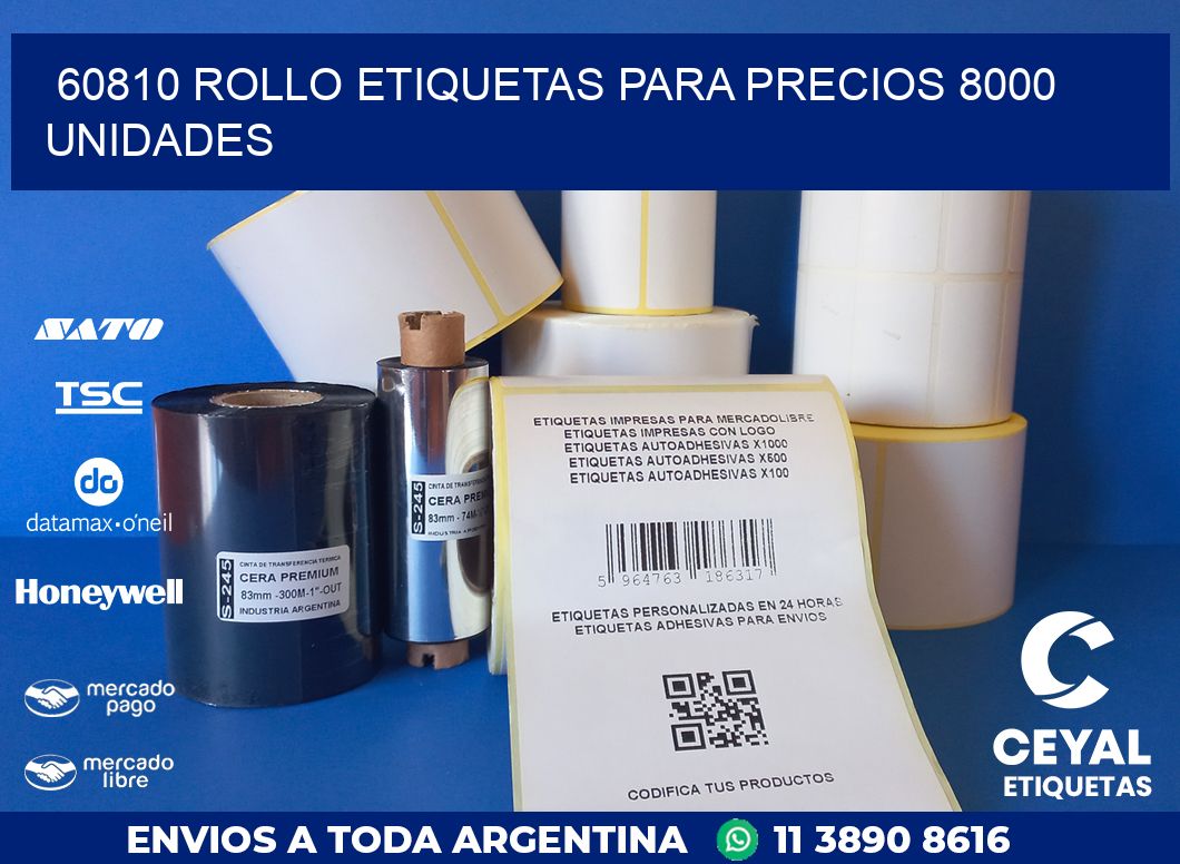 60810 ROLLO ETIQUETAS PARA PRECIOS 8000 UNIDADES