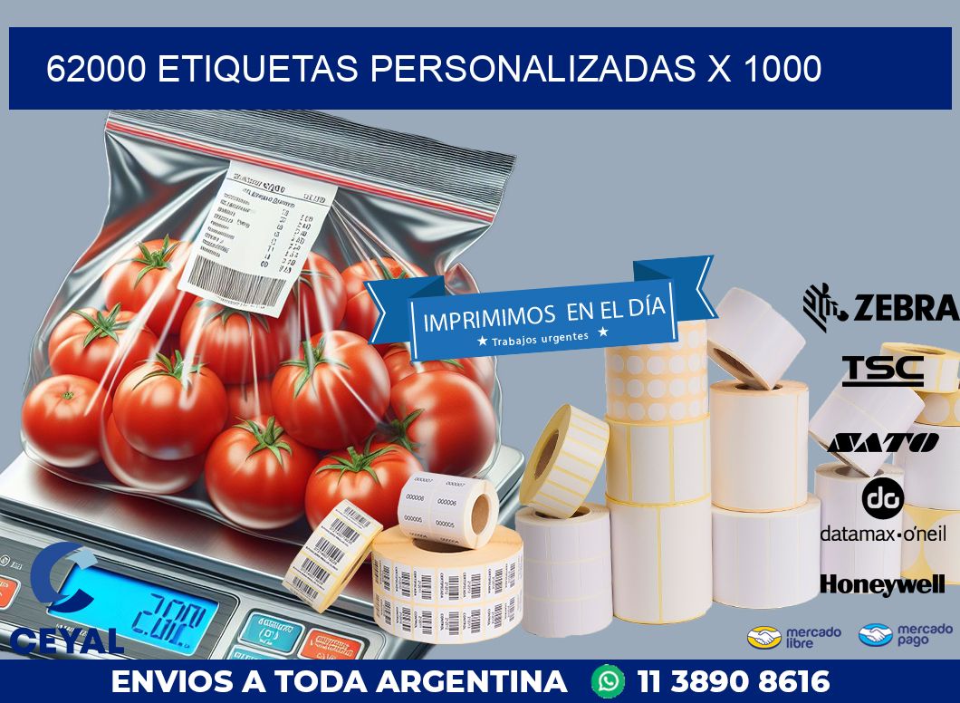 62000 ETIQUETAS PERSONALIZADAS X 1000