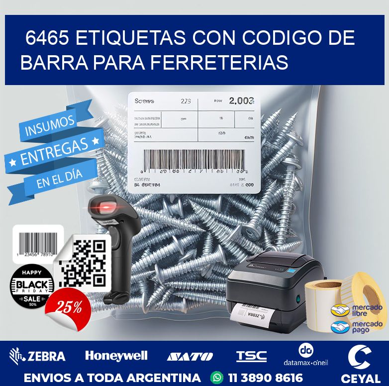 6465 ETIQUETAS CON CODIGO DE BARRA PARA FERRETERIAS