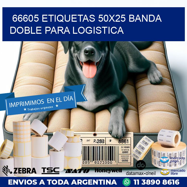 66605 ETIQUETAS 50X25 BANDA DOBLE PARA LOGISTICA
