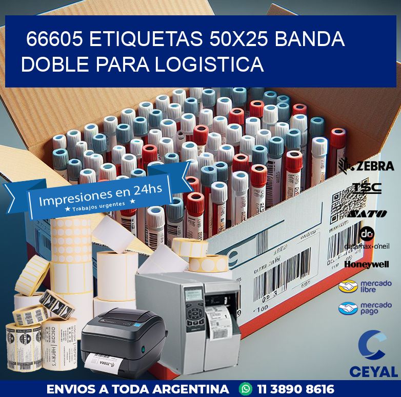 66605 ETIQUETAS 50X25 BANDA DOBLE PARA LOGISTICA