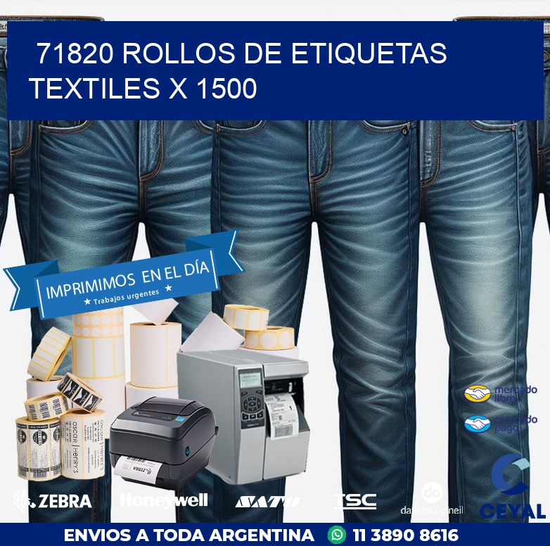 71820 ROLLOS DE ETIQUETAS TEXTILES X 1500