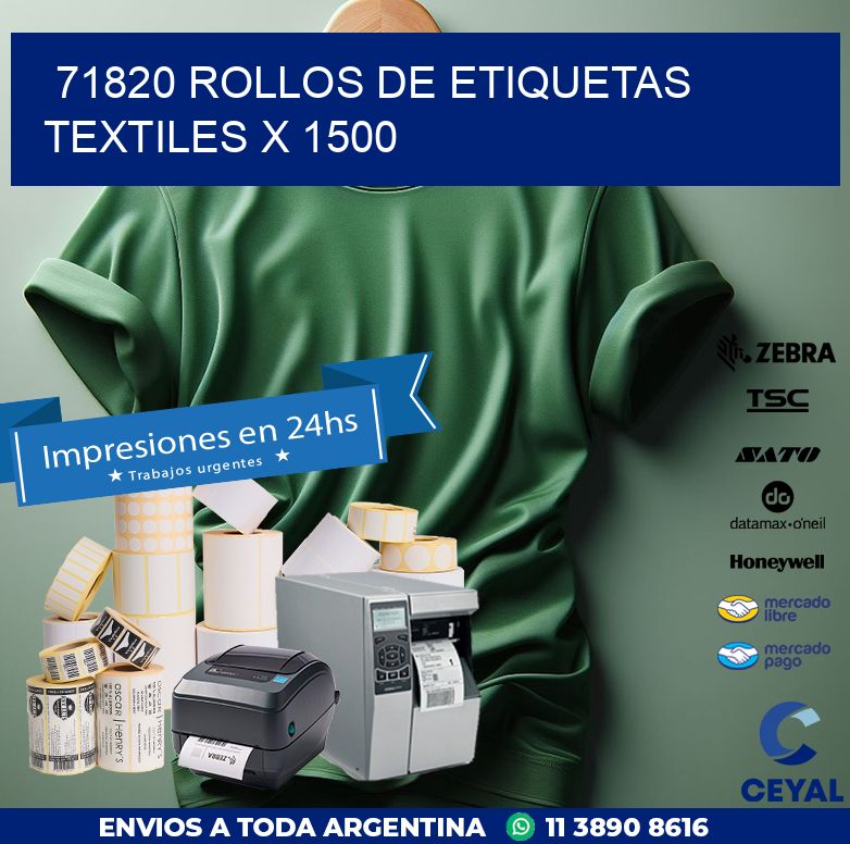 71820 ROLLOS DE ETIQUETAS TEXTILES X 1500