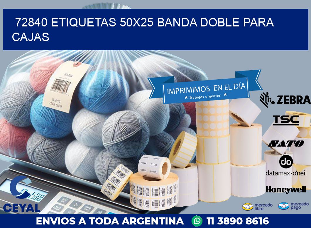 72840 ETIQUETAS 50X25 BANDA DOBLE PARA CAJAS