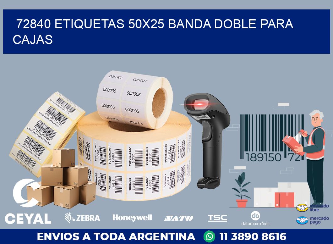 72840 ETIQUETAS 50X25 BANDA DOBLE PARA CAJAS