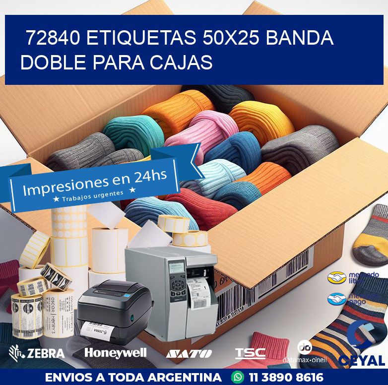 72840 ETIQUETAS 50X25 BANDA DOBLE PARA CAJAS