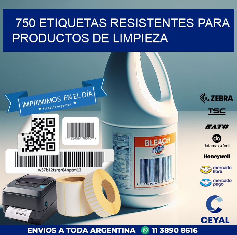750 ETIQUETAS RESISTENTES PARA PRODUCTOS DE LIMPIEZA
