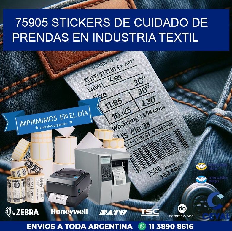 75905 STICKERS DE CUIDADO DE PRENDAS EN INDUSTRIA TEXTIL