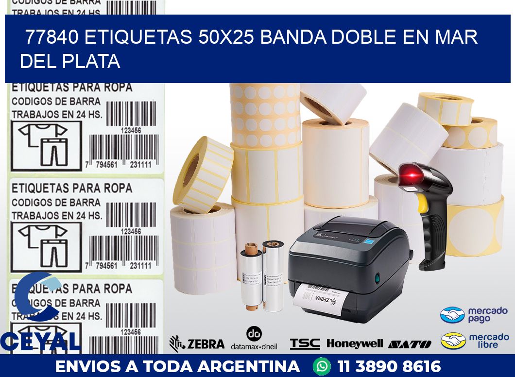 77840 ETIQUETAS 50X25 BANDA DOBLE EN MAR DEL PLATA
