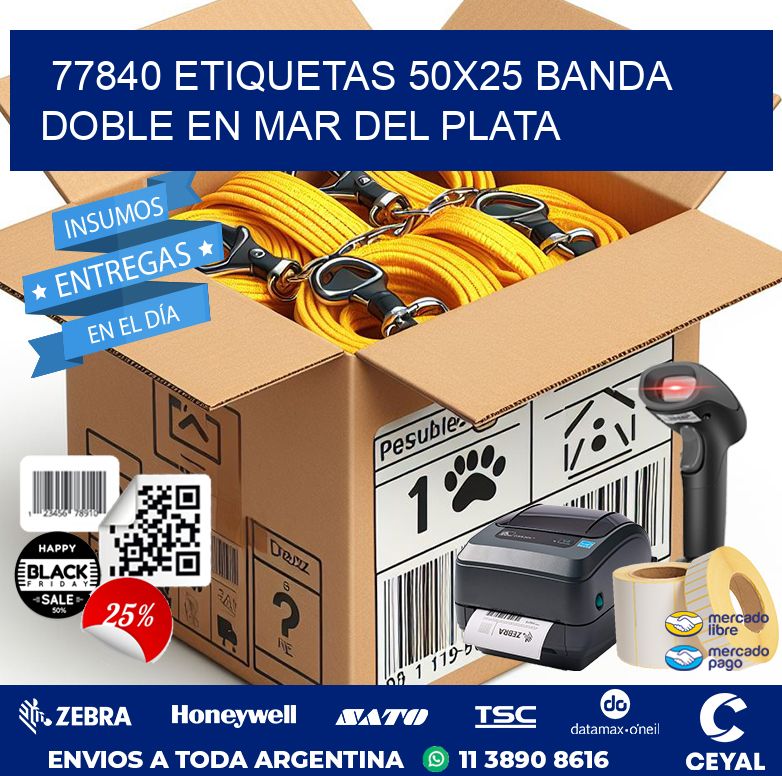 77840 ETIQUETAS 50X25 BANDA DOBLE EN MAR DEL PLATA