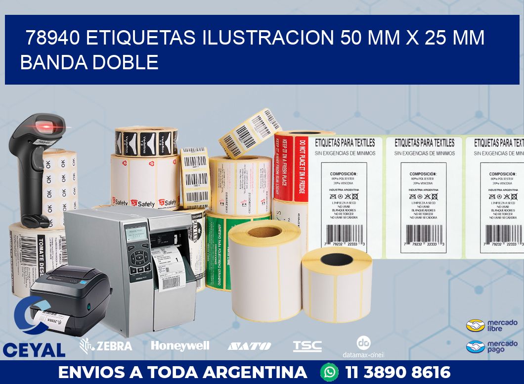 78940 ETIQUETAS ILUSTRACION 50 MM X 25 MM BANDA DOBLE