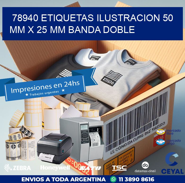 78940 ETIQUETAS ILUSTRACION 50 MM X 25 MM BANDA DOBLE