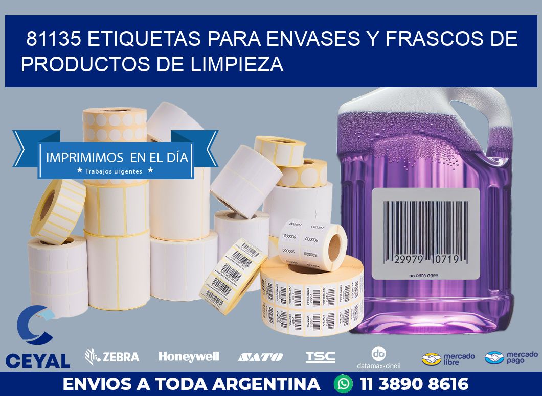 81135 ETIQUETAS PARA ENVASES Y FRASCOS DE PRODUCTOS DE LIMPIEZA