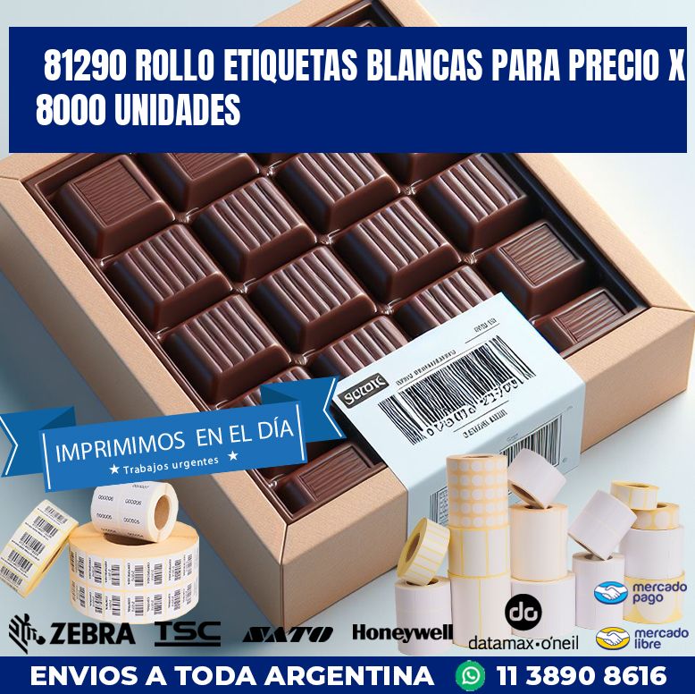 81290 ROLLO ETIQUETAS BLANCAS PARA PRECIO X 8000 UNIDADES