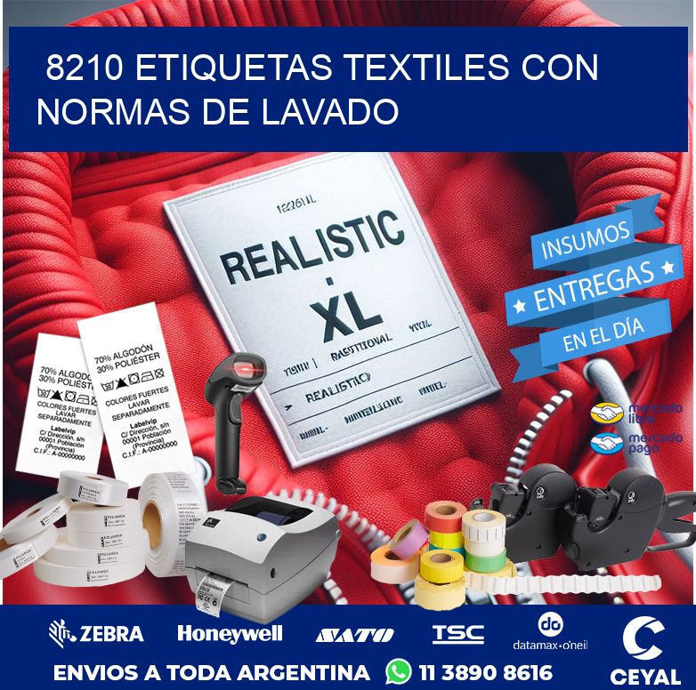 8210 ETIQUETAS TEXTILES CON NORMAS DE LAVADO