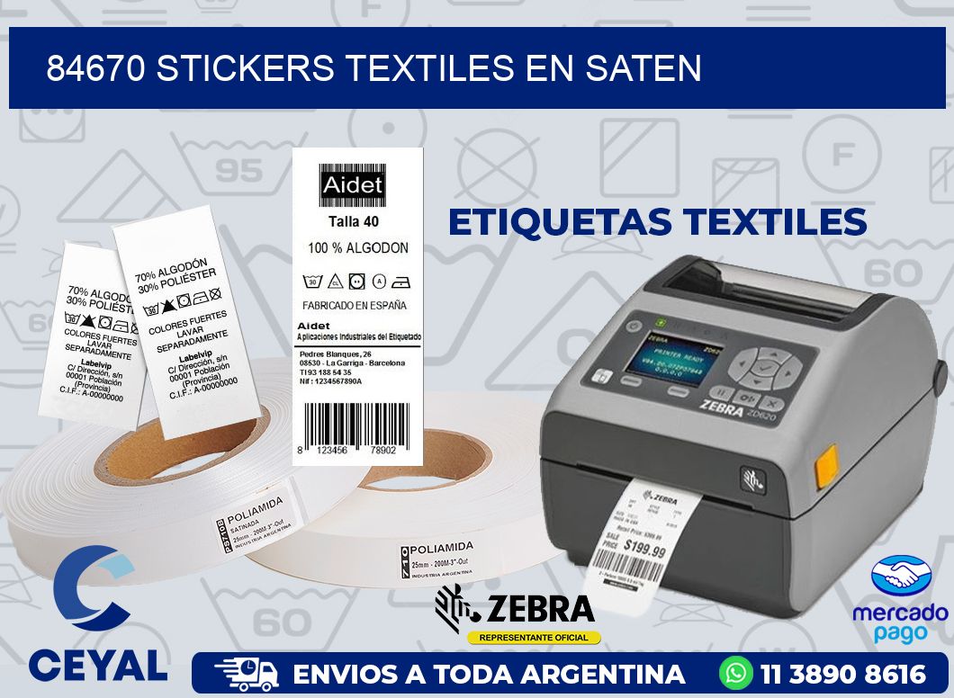 84670 STICKERS TEXTILES EN SATEN