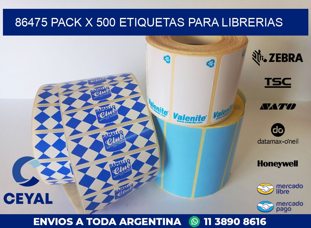 86475 PACK X 500 ETIQUETAS PARA LIBRERIAS