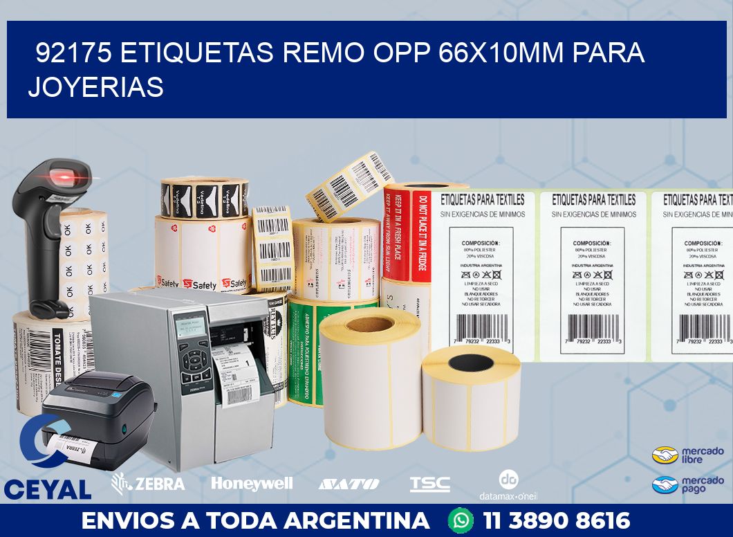 92175 ETIQUETAS REMO OPP 66X10MM PARA JOYERIAS