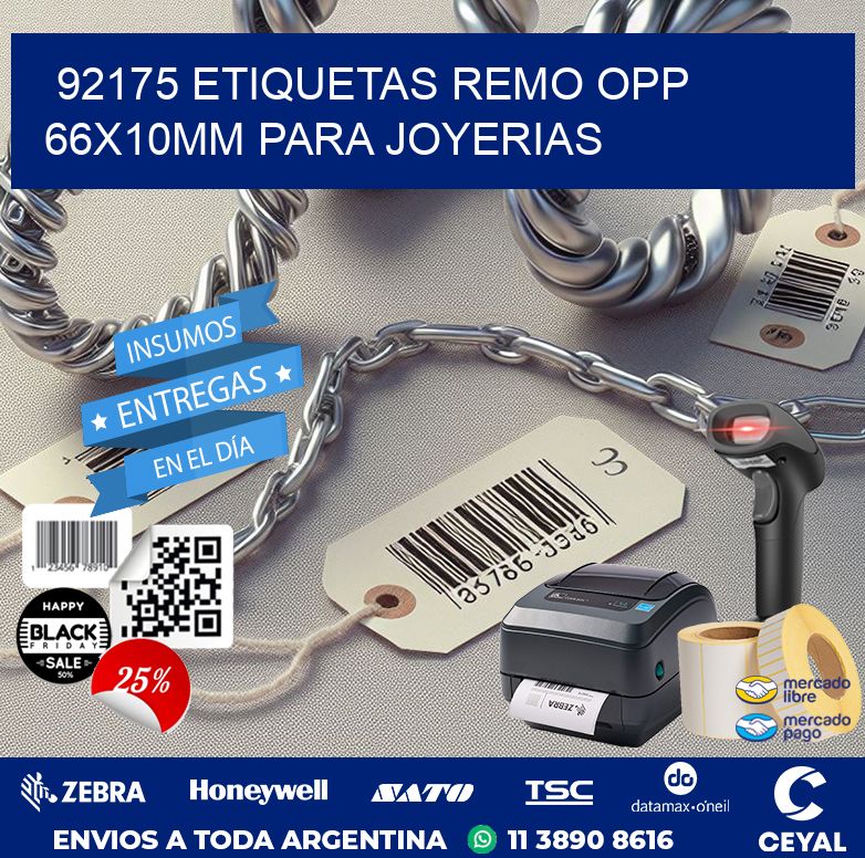 92175 ETIQUETAS REMO OPP 66X10MM PARA JOYERIAS